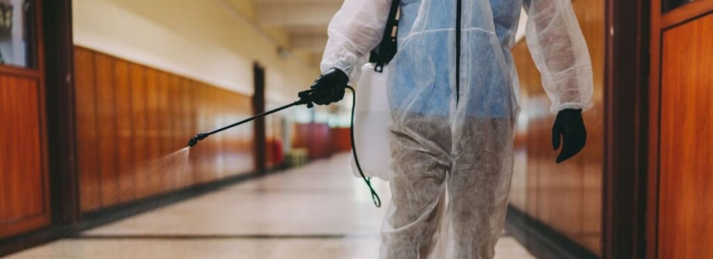 disinfecting school hall