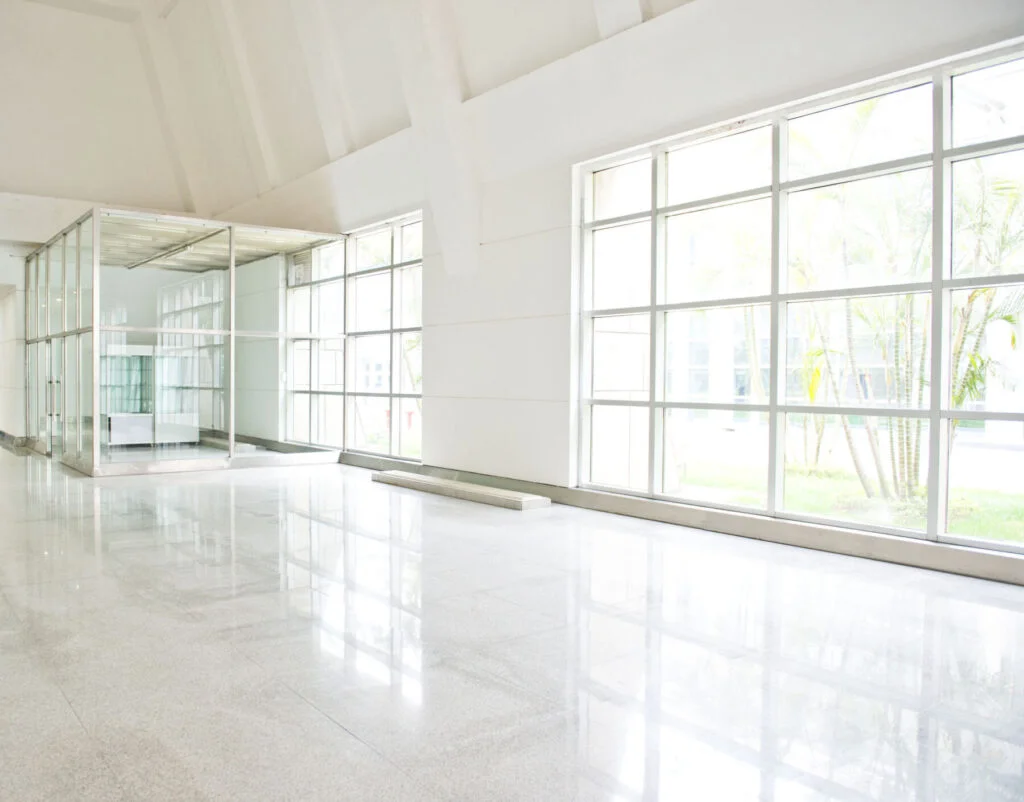 A clean room with VCT (Vinyl Composition Tile) flooring