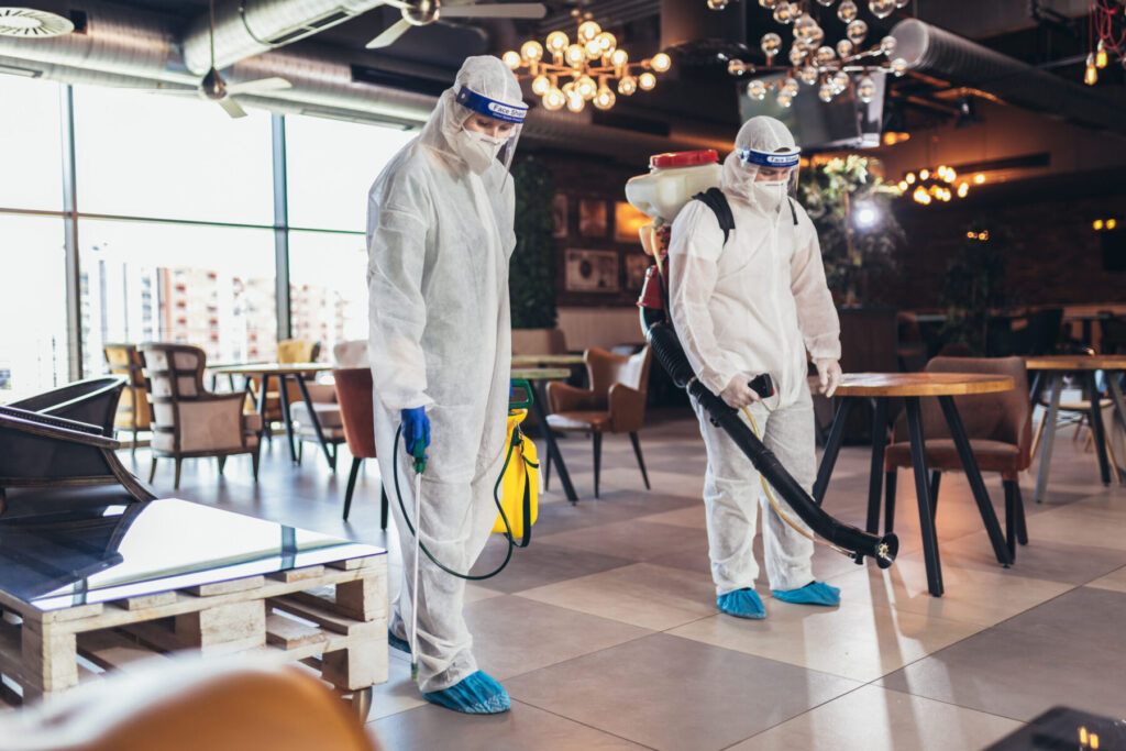 Professional restaurant cleaning, focusing on sanitization and safety measures to ensure a healthy dining environment for customers.