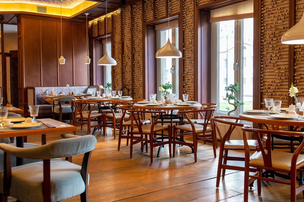 Image showing the interior of a restaurant, relevant to restaurant cleaning cost considerations