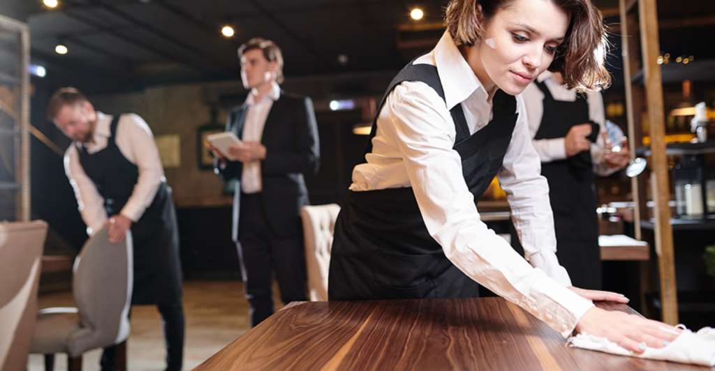 Professional deep cleaning in a restaurant to maintain high hygiene standards