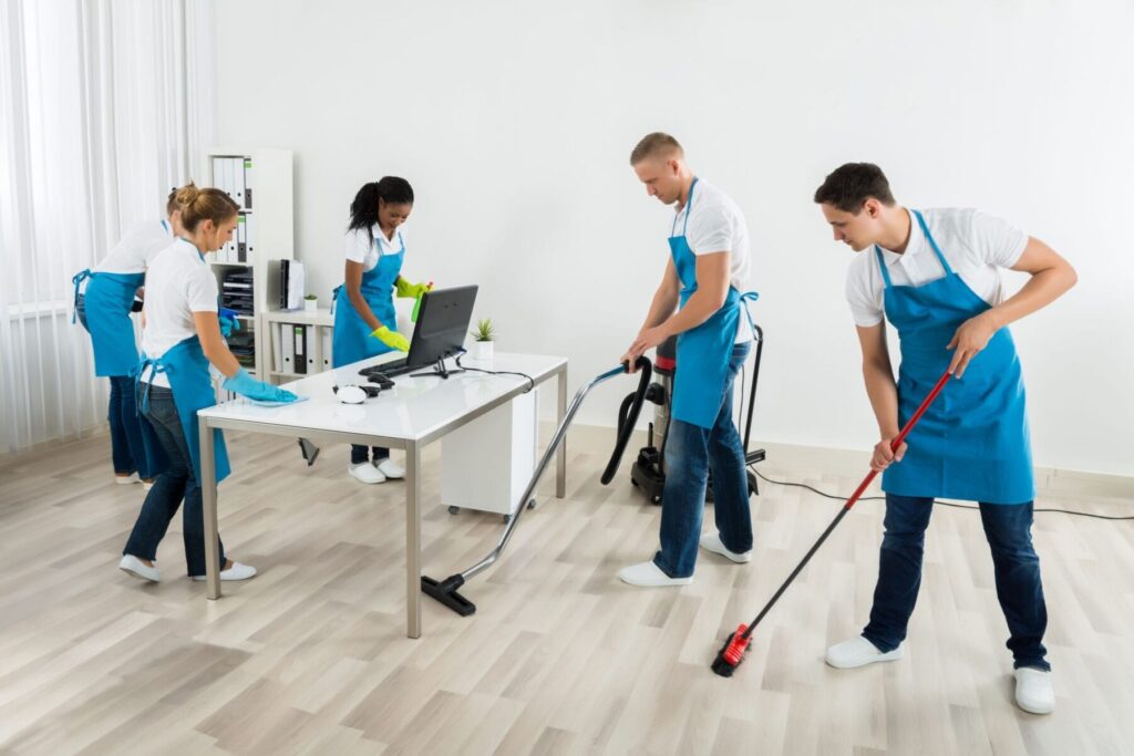 group of cleaners in an office