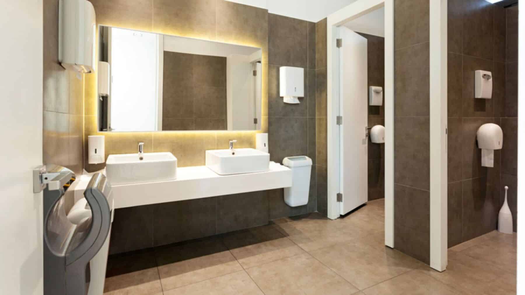 Clean, fully stocked restroom