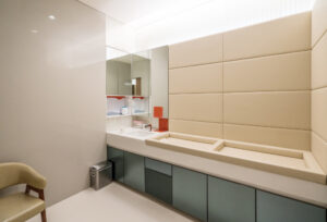 Clean Daycare Bathroom in Dallas with changing tables that was cleaned by a commercial cleaning service