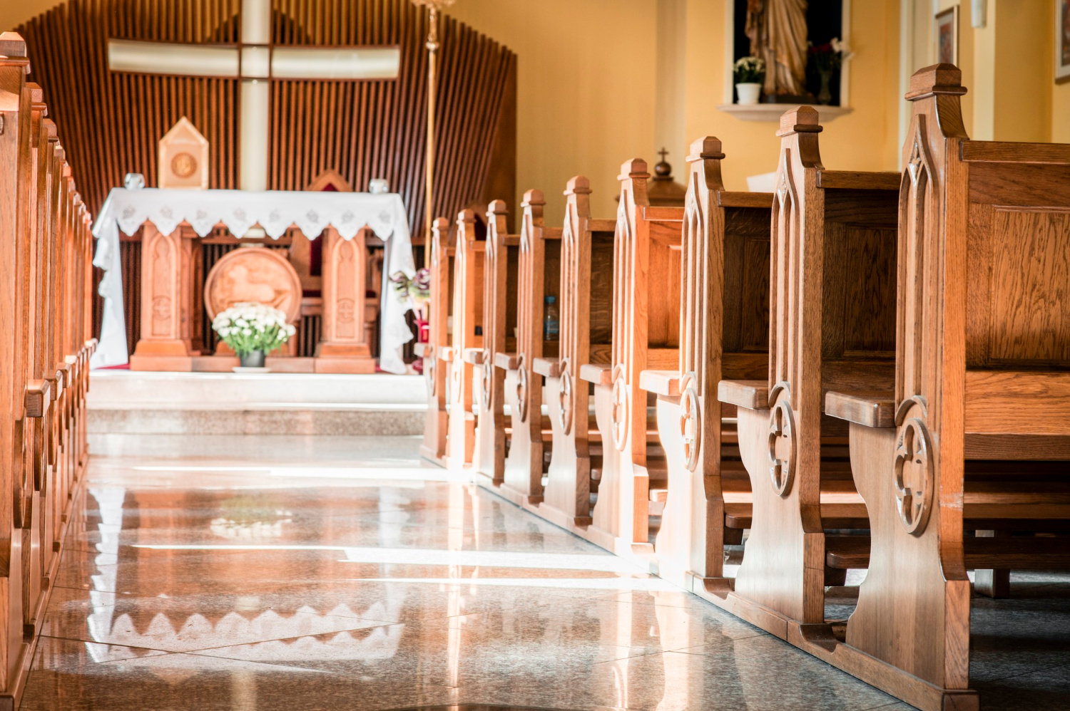 church aisle and chairs