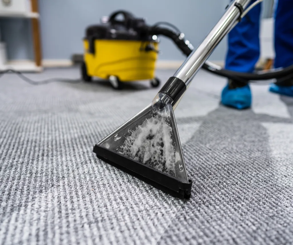 cleaning carpet using vacuum