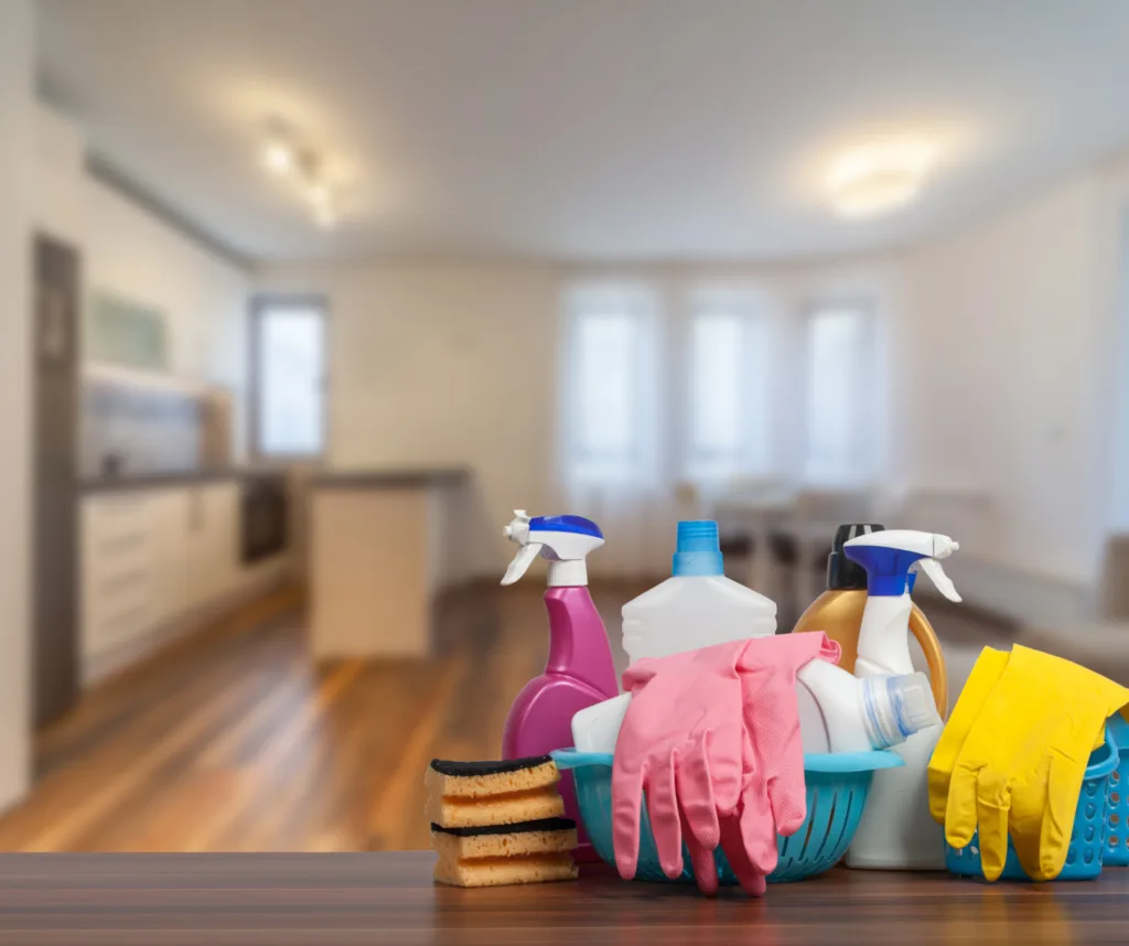 cleaning supplies and tools
