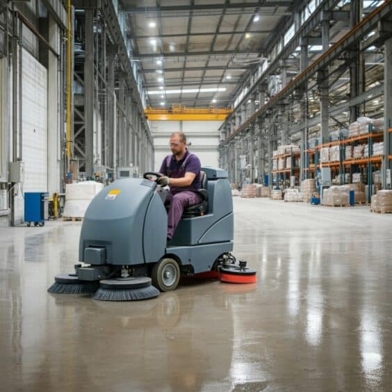 Fort Worth Cleaning Company working in a warehouse facility.