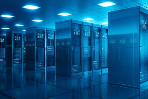 Countless modern server cabinets in a data center in Fort Worth in need of a janitorial company.