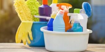 cleaning gloves and detergents