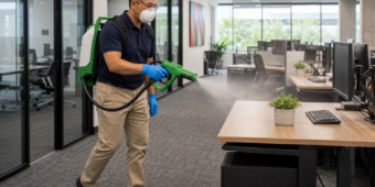 Office disinfection with electrostatic spraying