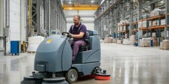 Fort Worth Cleaning Company working in a warehouse facility.