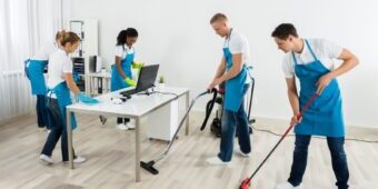 group of cleaners in an office