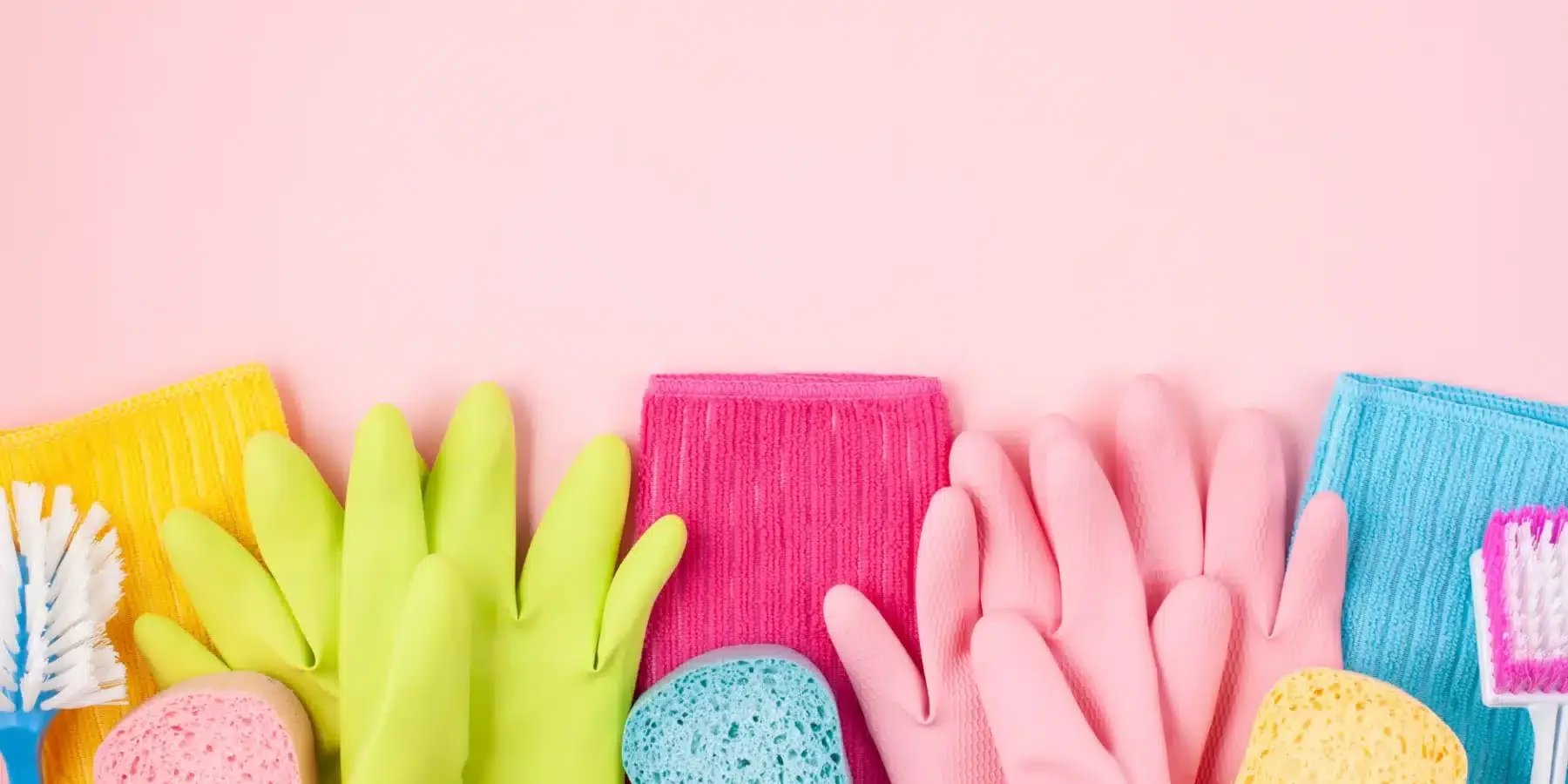cleaning gloves, towel, and sponge