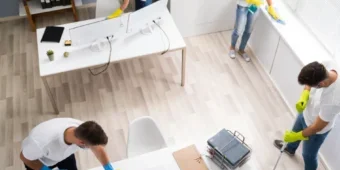office cleaning team top view